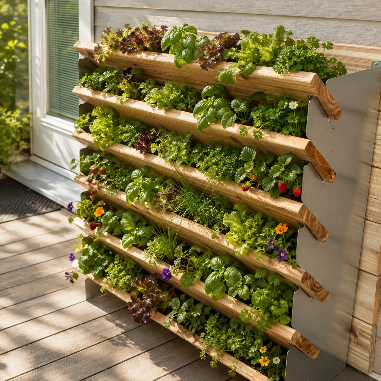 Planted single-sided garden; watch the fence-mount assembly video